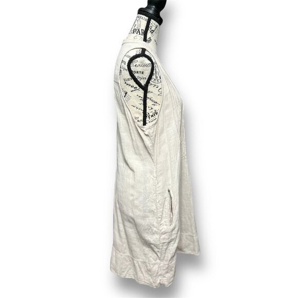 Blanco by Nature Suza Dress Beige 100% Peruvian Cotton Mini Shift Cottagecore L - Picture 3 of 9